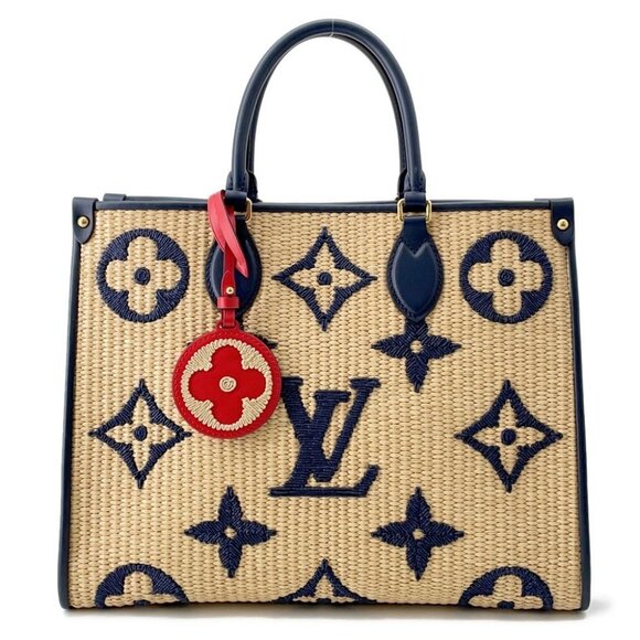 LOUIS VUITTON Onthego Size MM Monogram・Raffia Blue M57723 - Picture 1 of 16